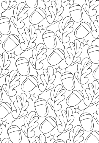 Oak Pattern Coloring Page